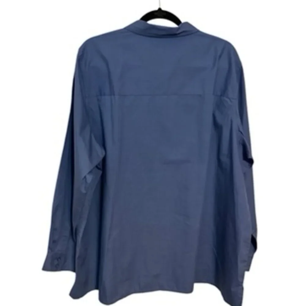 NWT DUSTY BLUE BUTTON FRONT SHIRT PLUS: 2X #O - Picture 3 of 7